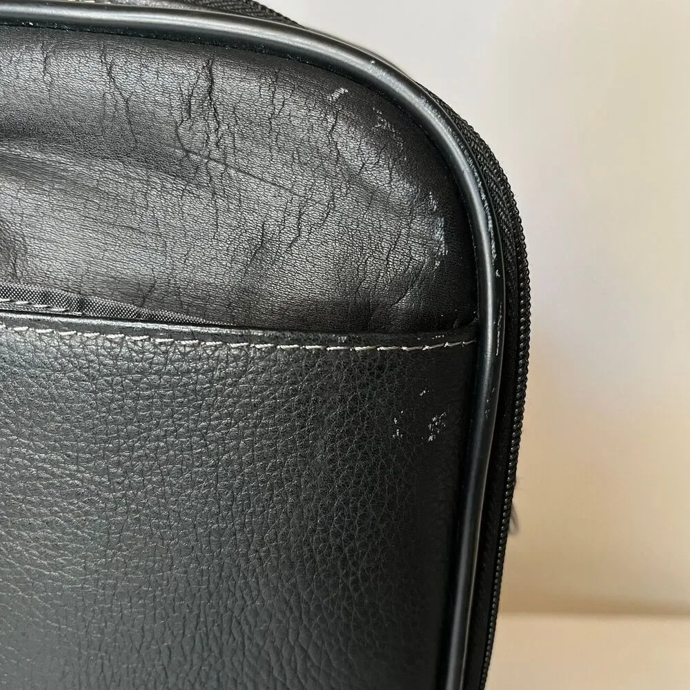 Hertitage Leather Laptop Messenger Bag Black